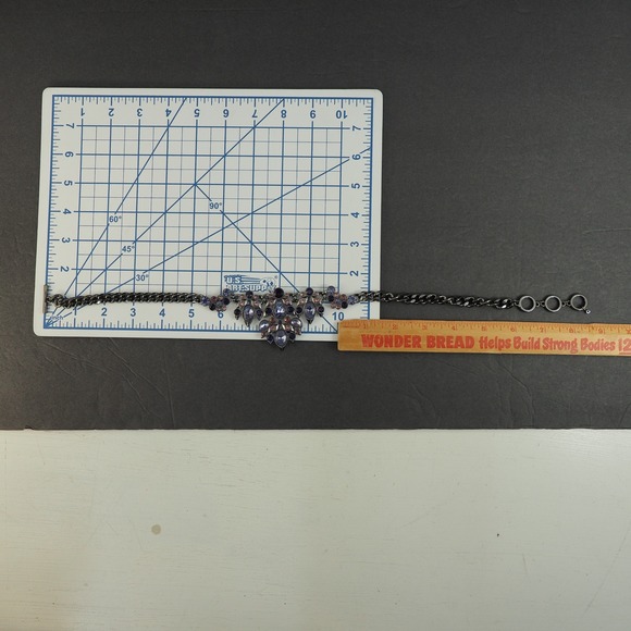 Givenchy Necklace Choker Bib Purple Pink Rhinestone Curb Chain Statement Runway - Picture 5 of 11